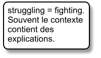 struggling = fighting. Souvent le contexte contient des explications.