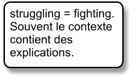struggling = fighting. Souvent le contexte contient des explications.