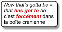 Now that’s gotta be = that has got to be: c’est forcément dans la boîte cranienne