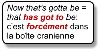 Now that’s gotta be = that has got to be: c’est forcément dans la boîte cranienne